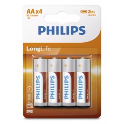 PHILIPS LongLife Zinq chloride μπαταρίες R6L4B/10 AA R6 Mignon, 4τμχ