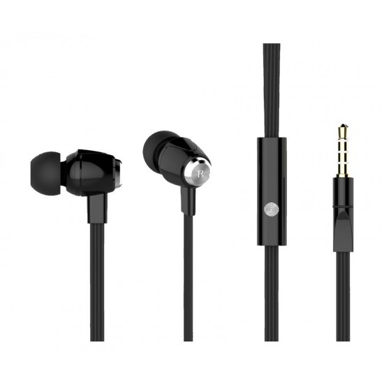 CELEBRAT Earphones με μικρόφωνο S-30, on/off, 10mm, 1.2m flat, μαύρα