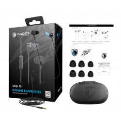 SADES Gaming earphones Wings 10, magnetic, 10mm, 3.5mm, μαύρα