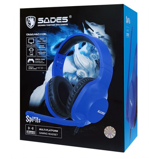 SADES Gaming Headset Spirits SA-721, Multiplatform, 3.5mm, μπλε