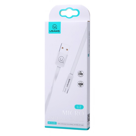 USAMS Καλώδιο USB σε Micro USB US-SJ201, 1.2m, λευκό