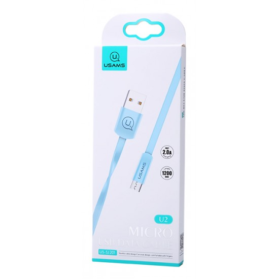 USAMS Καλώδιο USB σε Micro USB US-SJ201, 1.2m, μπλε