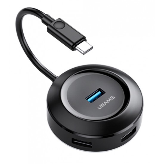 USAMS USB Type-C hub SJ415 USB 3.0, 1x USB 3.0, 3x USB 2.0, 1m, μαύρο