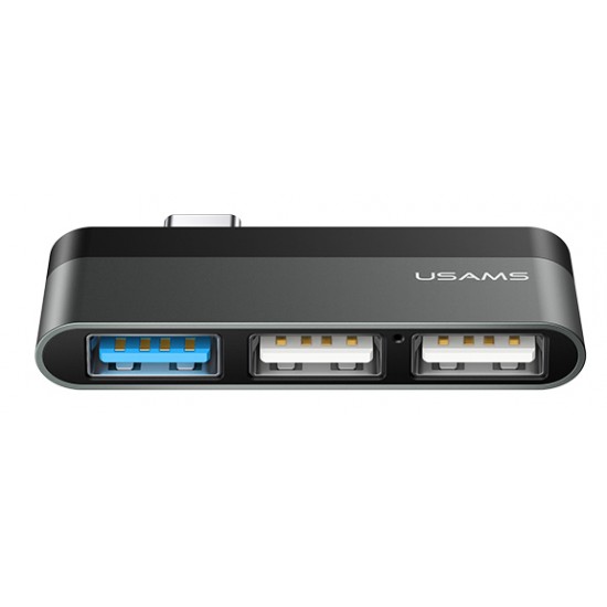 USAMS USB Type-C hub SJ461, 1x USB 3.0, 2x USB 2.0, γκρι