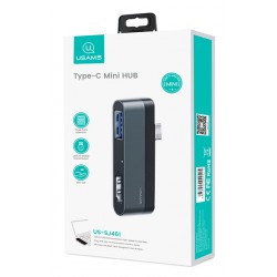 USAMS USB Type-C hub SJ462, 1x USB 3.0, 1x HDMI, 4K, γκρι