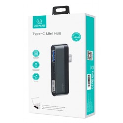 USAMS USB Type-C hub SJ463, 1x USB 3.0, 1x USB 2.0, Micro SD, γκρι