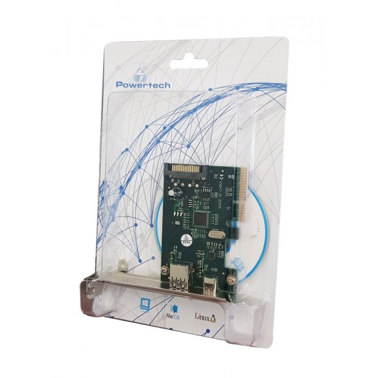 POWERTECH Κάρτα Επέκτασης PCI-e σε USB 3.1 A & Type-C , Chipset ASM1142