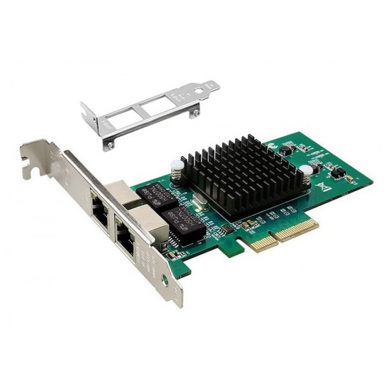 POWERTECH Κάρτα Επέκτασης PCI-e σε 2x LAN, Chip Intel 82576