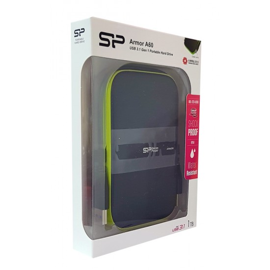 SILICON POWER εξωτερικός HDD Armor A60 1TB, USB 3.1, μαύρο