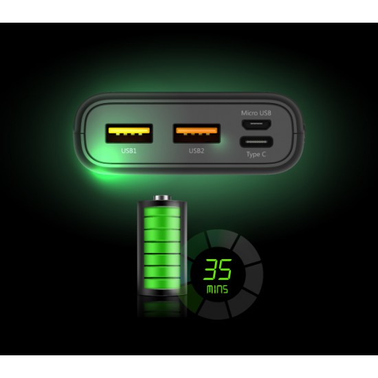 SILICON POWER Power Bank C10QC 10000mAh, 3x output, QC3.0, PD 18W, μαύρο