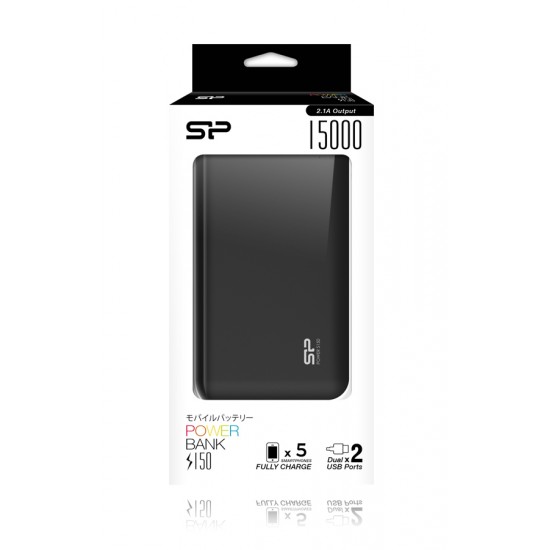 SILICON POWER Power Bank S150 15000mAh, 2x USB Output, Black
