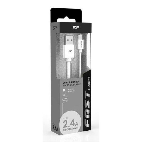 SILICON POWER καλώδιο USB σε Micro USB LK10AB, 2.4A, QC 3.0, 1m, μαύρο