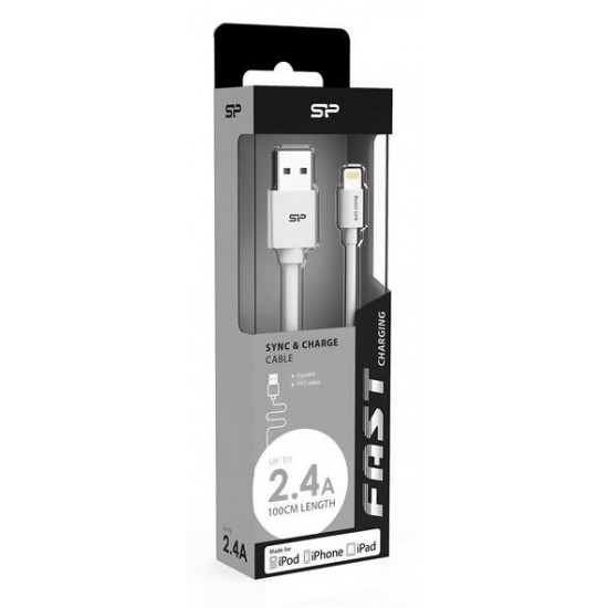 SILICON POWER καλώδιο USB σε Lightning LK10AL, 2.4A, QC 3.0, 1m, μαύρο