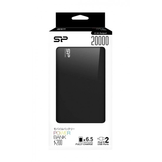 SILICON POWER Power Bank S200 20000mAh, 2x USB Output, Black