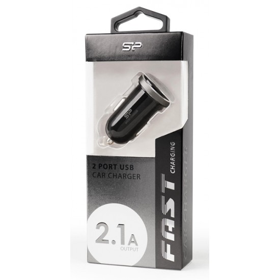 SILICON POWER φορτιστής αυτοκινήτου CC102P, 2x USB, 2.1A, μαύρος