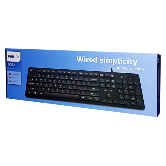 PHILIPS Ενσύρματο πληκτρολόγιο SPK6264, USB, μαύρο