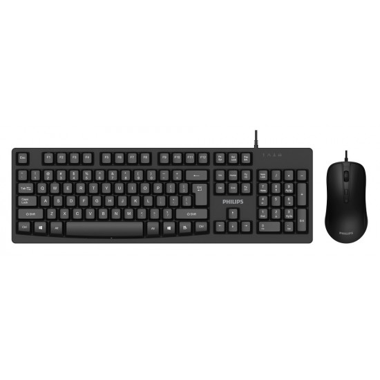 PHILIPS set ποντίκι & πληκτρολόγιο SPT6214, ενσύρματα, 1200dpi, μαύρο