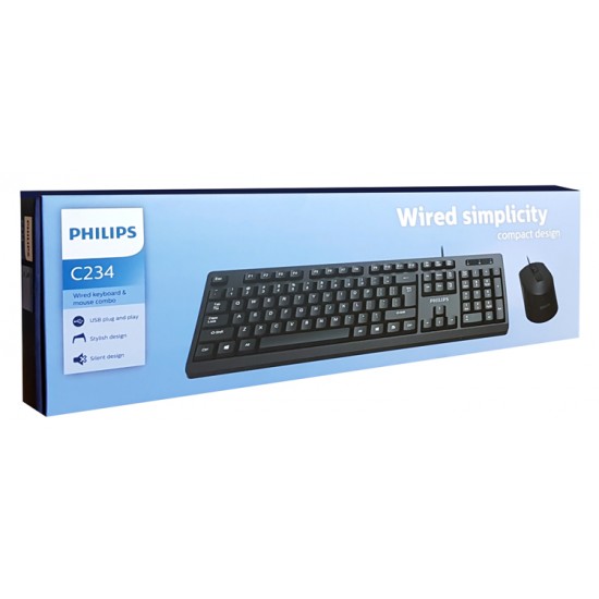 PHILIPS σετ ποντίκι & πληκτρολόγιο SPT6234, ενσύρματο, μαύρο