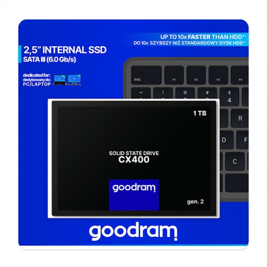 GOODRAM SSD CX400 Gen.2 1TB, 2.5", SATA III, 550-500MB/s, 3D TLC NAND