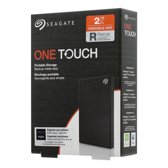 SEAGATE εξωτερικός HDD One touch STKB2000400, 2TB, USB 3.2, μαύρος