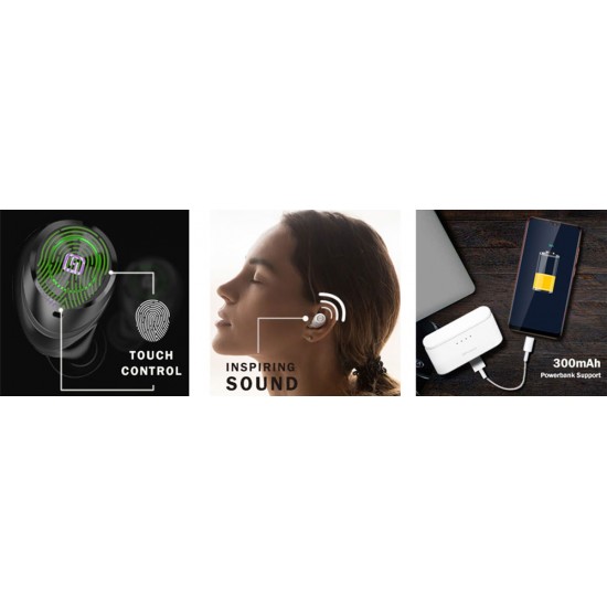 HIFUTURE earphones TidyBuds Pro, power bank, με θήκη φόρτισης, λευκά
