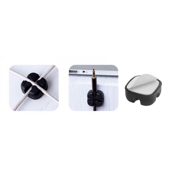 POWERTECH οργανωτής καλωδίων σιλικόνης TIES-029, 2 καλωδίων, λευκό, 5τμχ