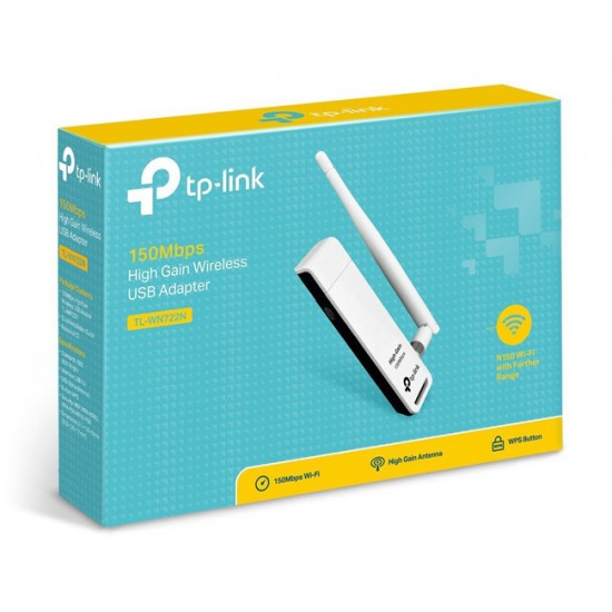 TP-LINK 150Mbps Ασύρματο USB Adapter Υψηλής Απολαβής TL-WN722N, Ver. 3.0