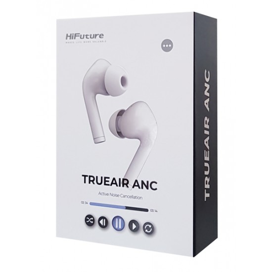 HIFUTURE earphones TrueAir ANC, true wireless, με θήκη φόρτισης, λευκά