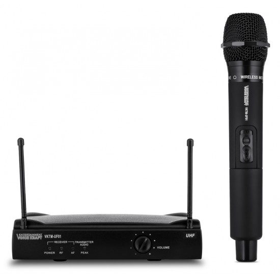 VOICE KRAFT Σετ ασύρματο μικρόφωνο με δέκτη, jack 6.3mm, μαύρη