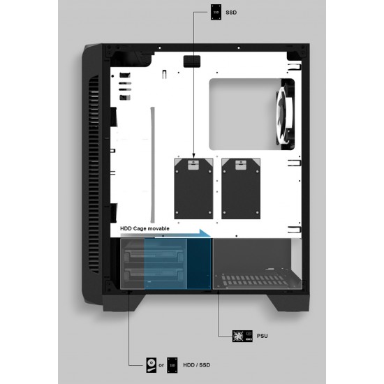 ZALMAN PC case Z7 Neo, 420x213x460mm, 4x fan, διάφανο εμπρός-πλαϊνό